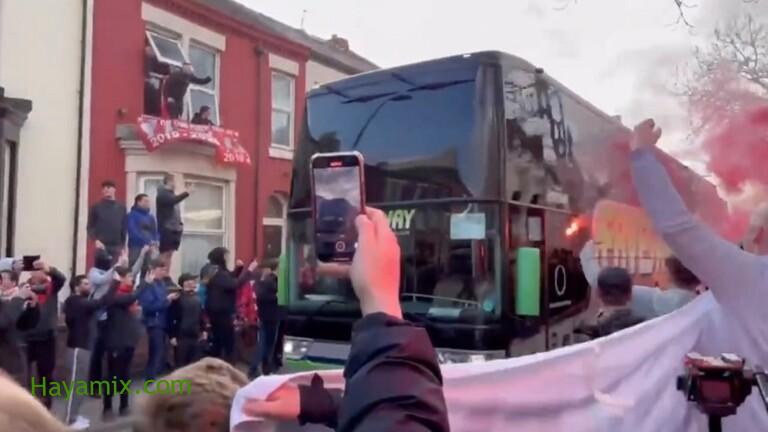 تهشيم زجاج حافلة ريال مدريد في ليفربول
