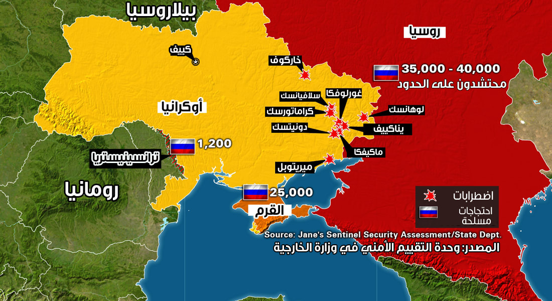 خريطة اوكرانيا والدول المجاورة