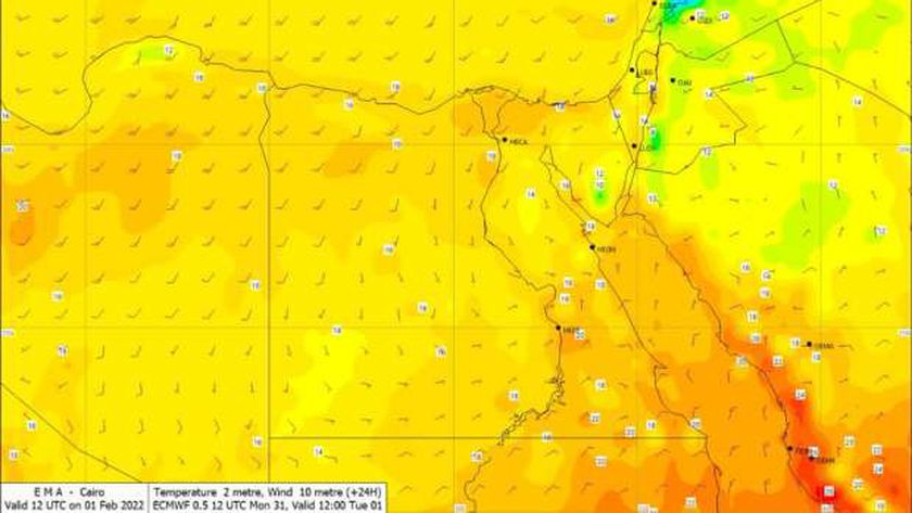 درجات الحرارة المتوقعة اليوم الجمعة 1-4 -2022 في مصر