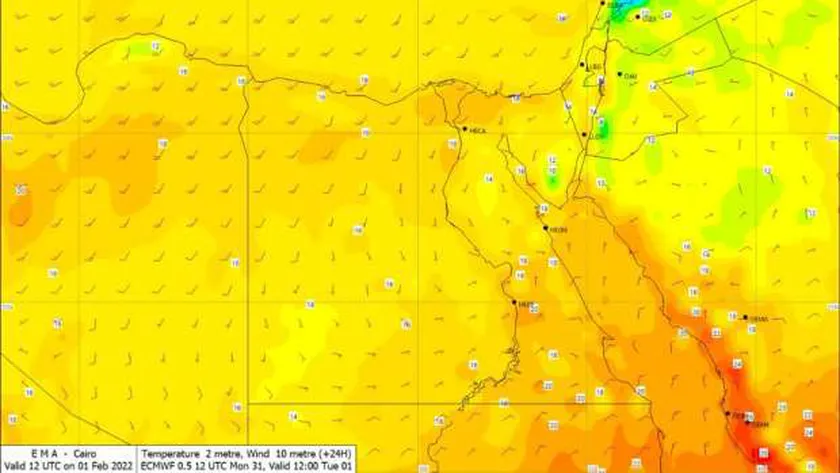 درجات الحرارة المتوقعة اليوم السبت 4-6-2022 على مصر