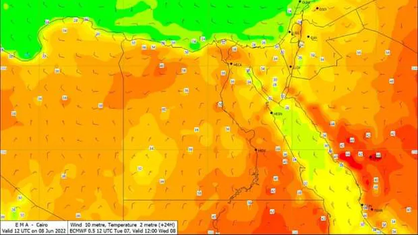 حالة الطقس غدا الاثنين الموافق 27-6-2022 على مصر