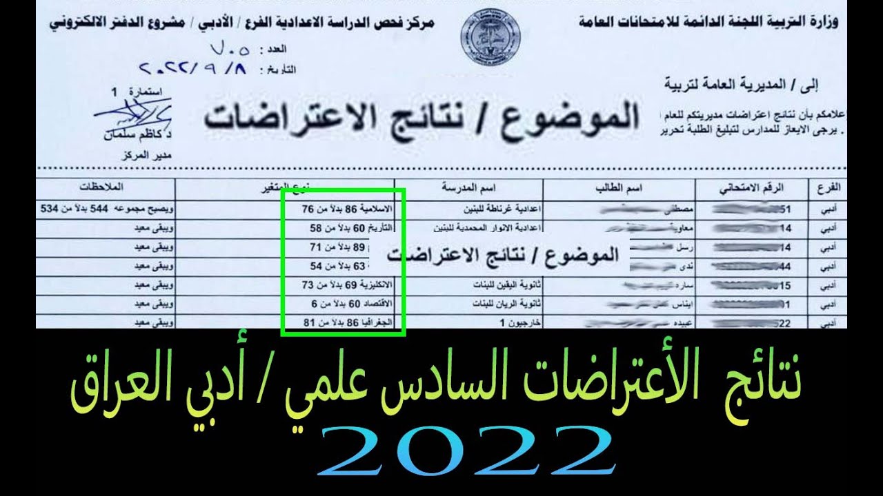 epedu.gov.iq..رابط نتائج الاعتراضات للصف السادس الإعدادي 2022 الدور الأول عبر موقع وزارة التربية العراقية