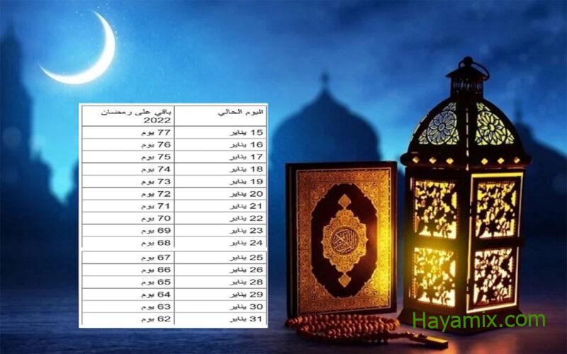 كم باقي على رمضان 1444-2023 كم باقي على شهر الصيام