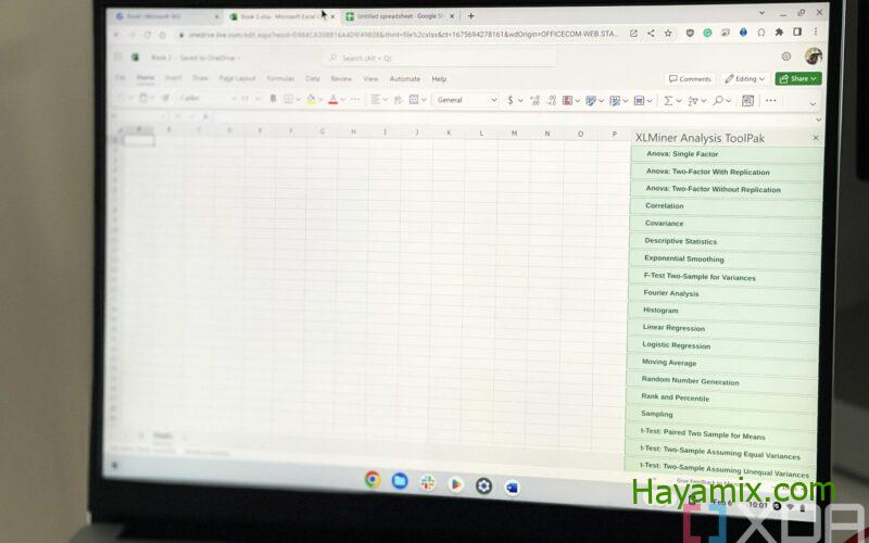كيفية استخدام حزمة أدوات تحليل البيانات في Excel على جهاز Chromebook