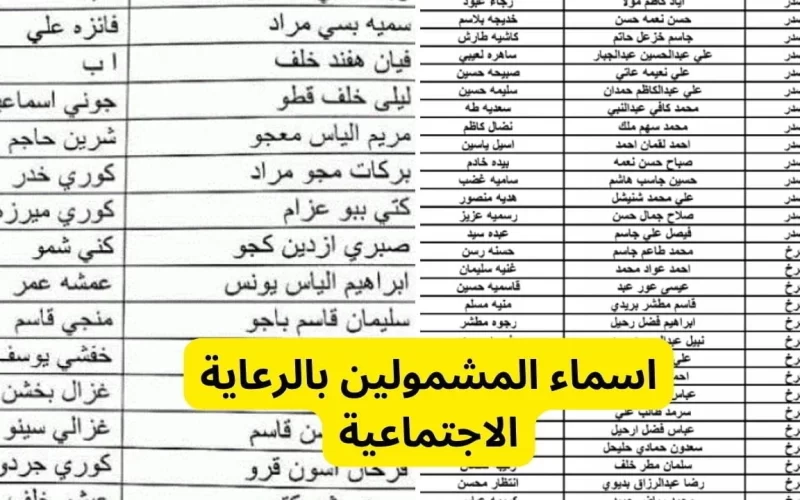 الاستعلام عن كشوفات أسماء الرعاية الاجتماعية الوجبة الأخيرة 2025