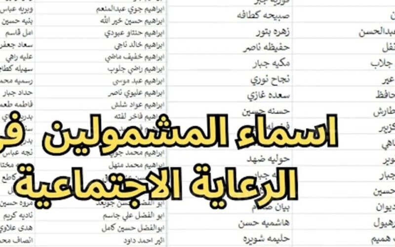 الاستعلام عن أسماء المشمولين بالرعاية الاجتماعية 2025